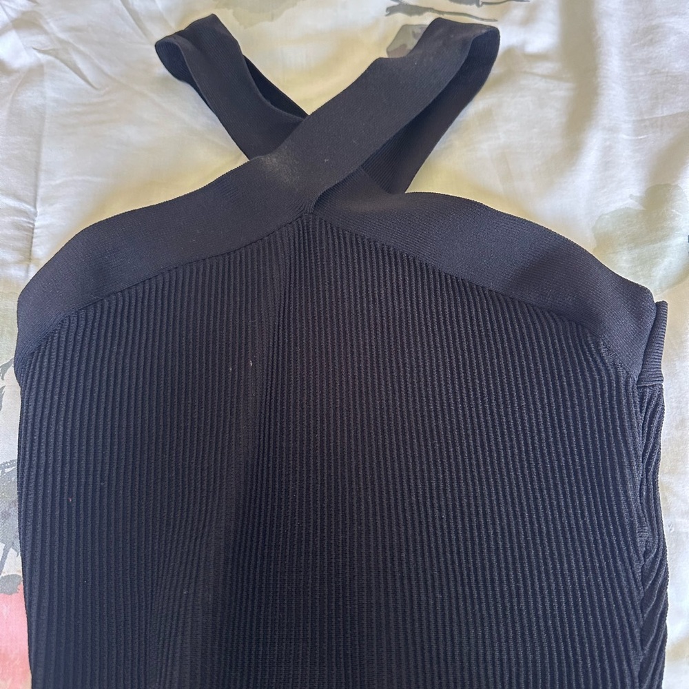 Aritzia Babaton Black Ribbed Knitwear Criss Cross Tank